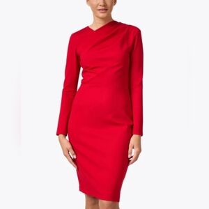 New red 2x Chloe Kristyn Bianca Ponte Knit Dress Long Sleeve